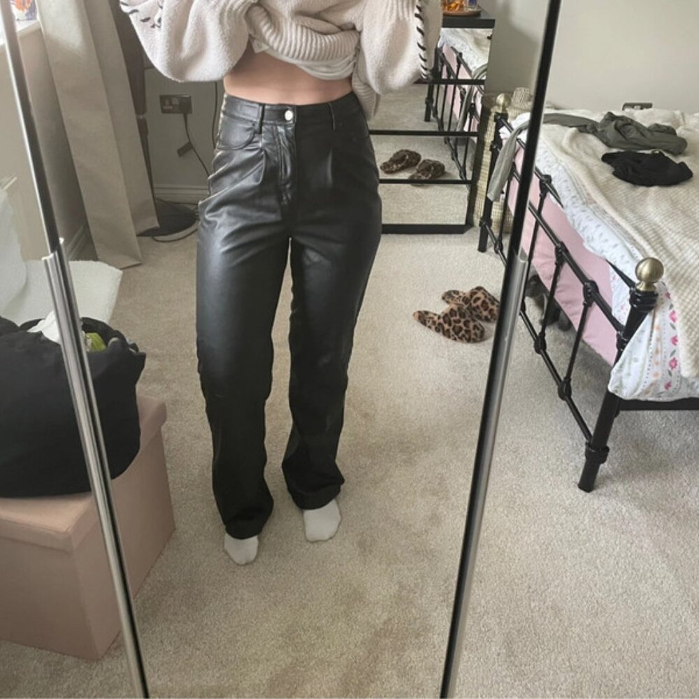 PLT leather look trousers